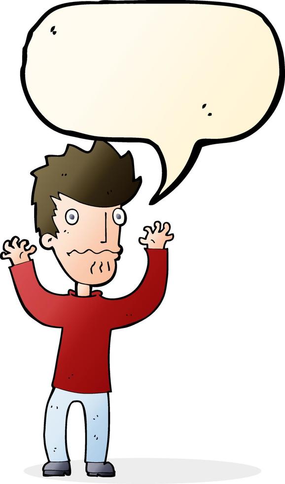 cartoon frightened man with speech bubble vector