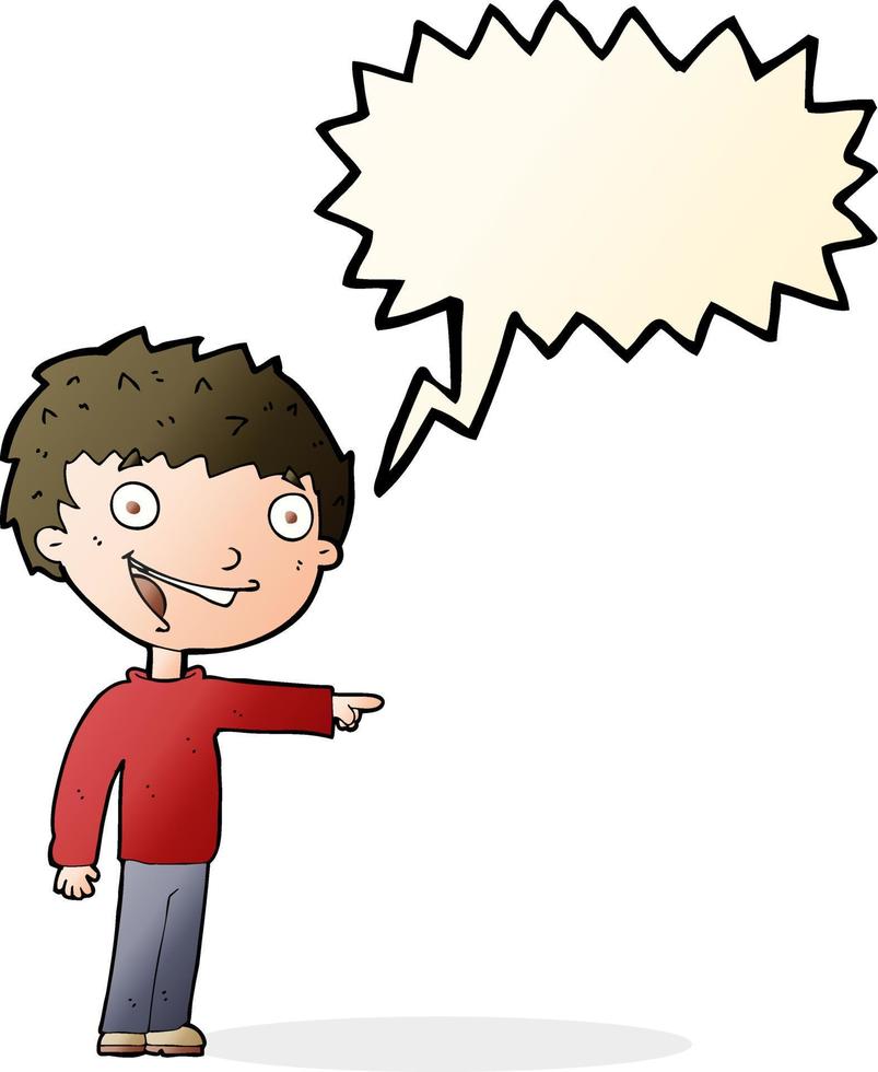 cartoon happy boy laughing with speech bubble vector