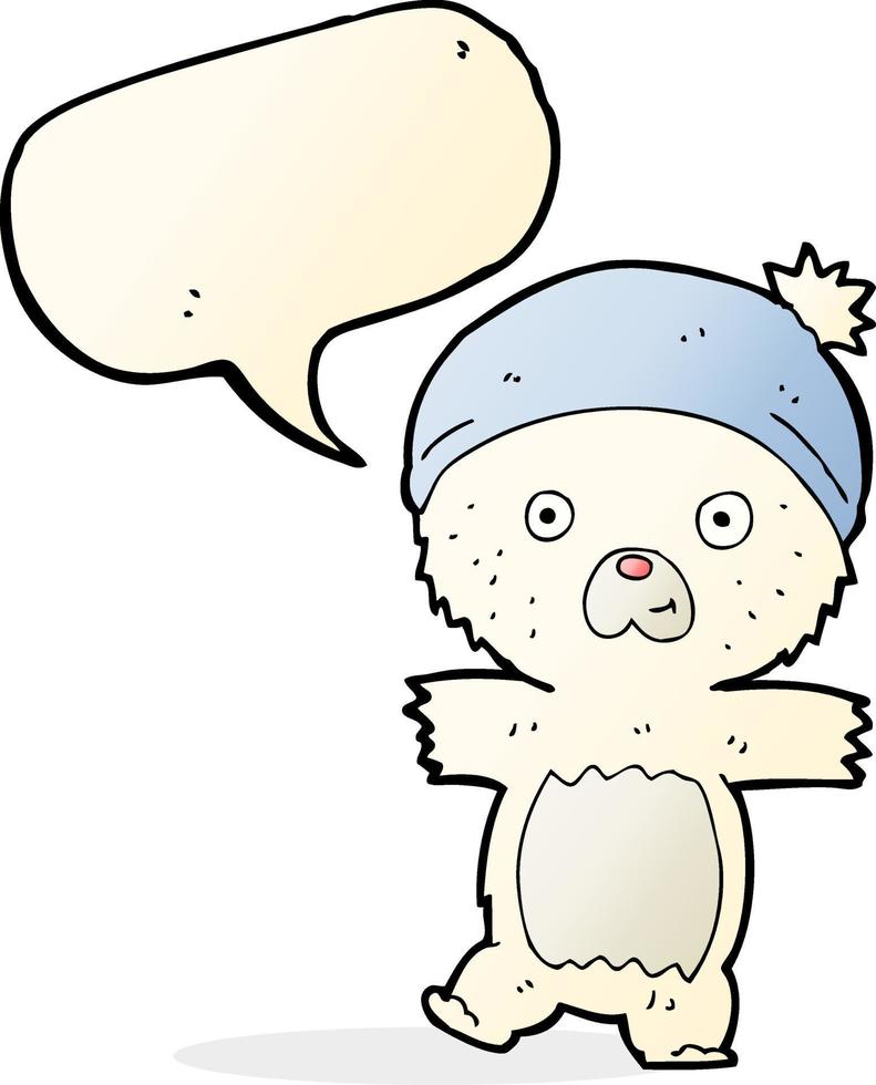 cartoon cute polar bear with speech bubble vector