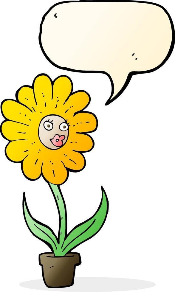 cartoon flower with speech bubble vector