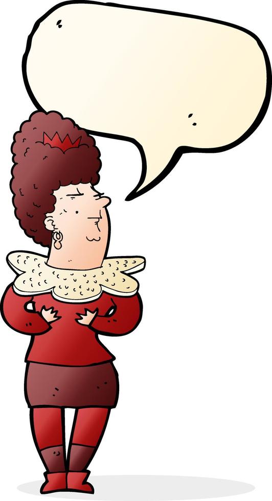 caricatura, mujer aristocrática, con, burbuja del discurso vector