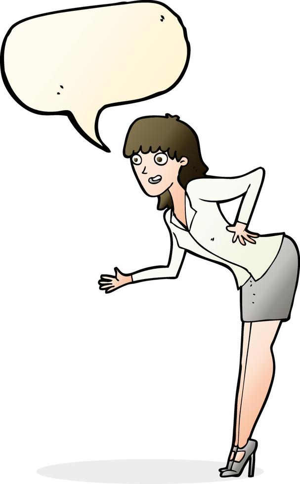 cartoon businesswoman explaining with speech bubble vector