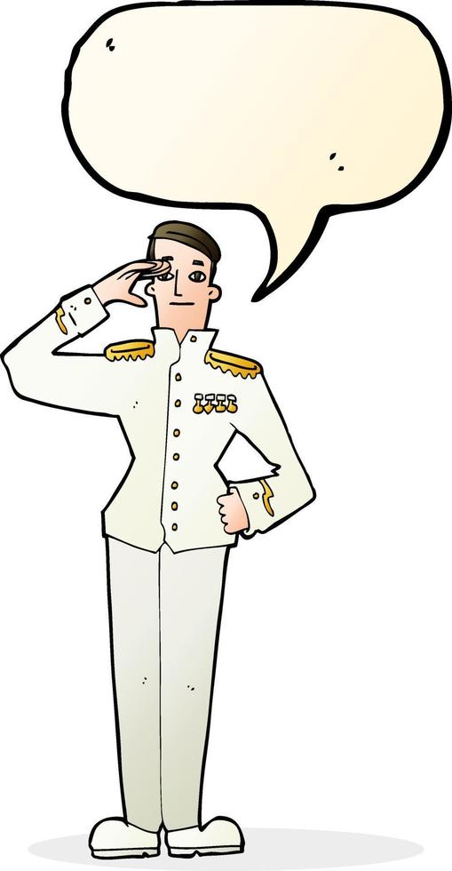 cartoon military man in dress uniform with speech bubble vector