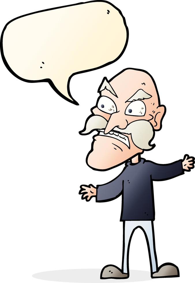 cartoon angry old man with speech bubble vector