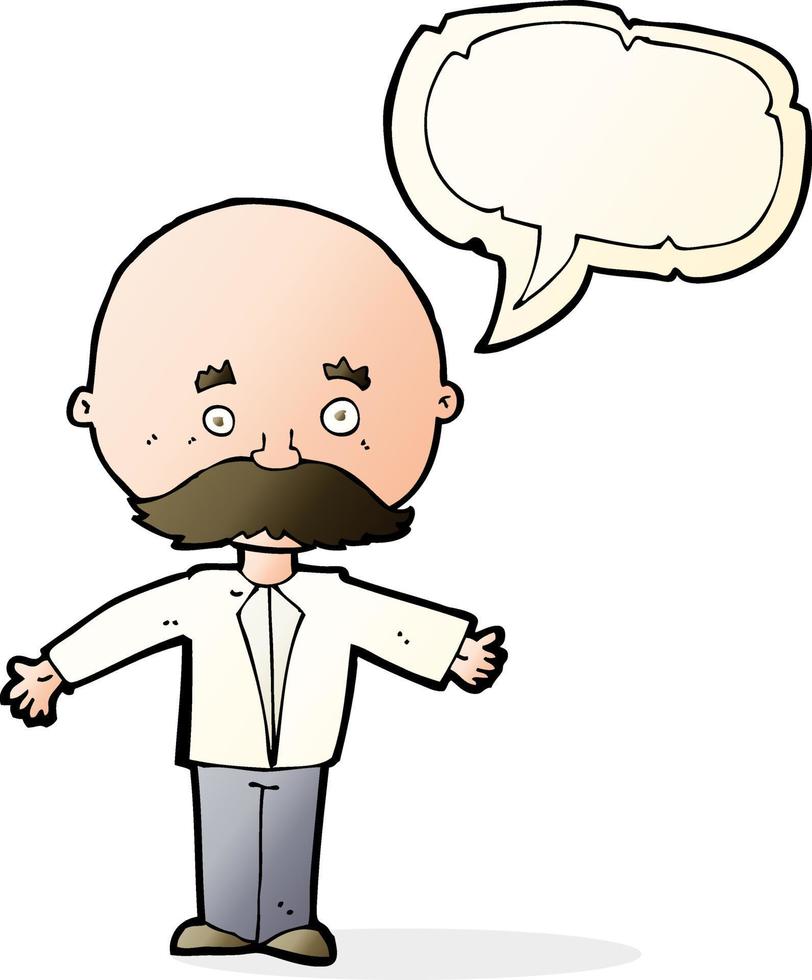 cartoon man with mustache with speech bubble vector