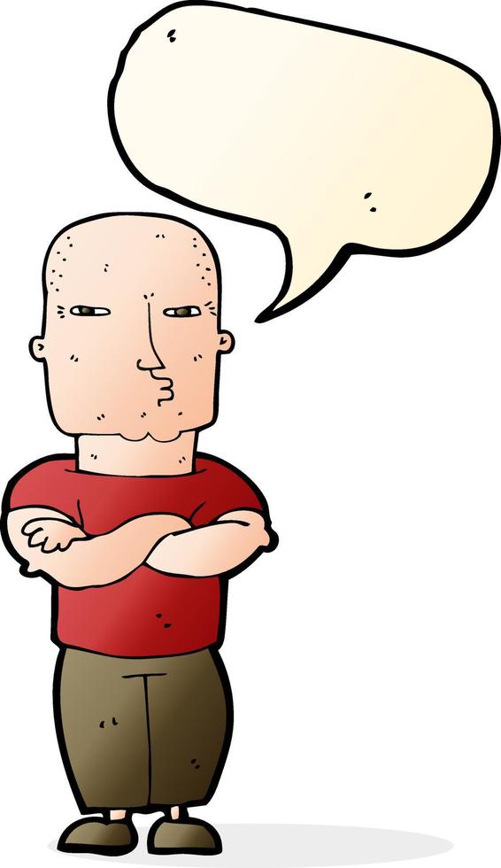 cartoon tough guy with speech bubble vector