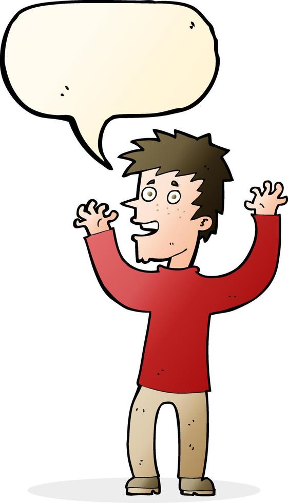 cartoon excited man with speech bubble vector