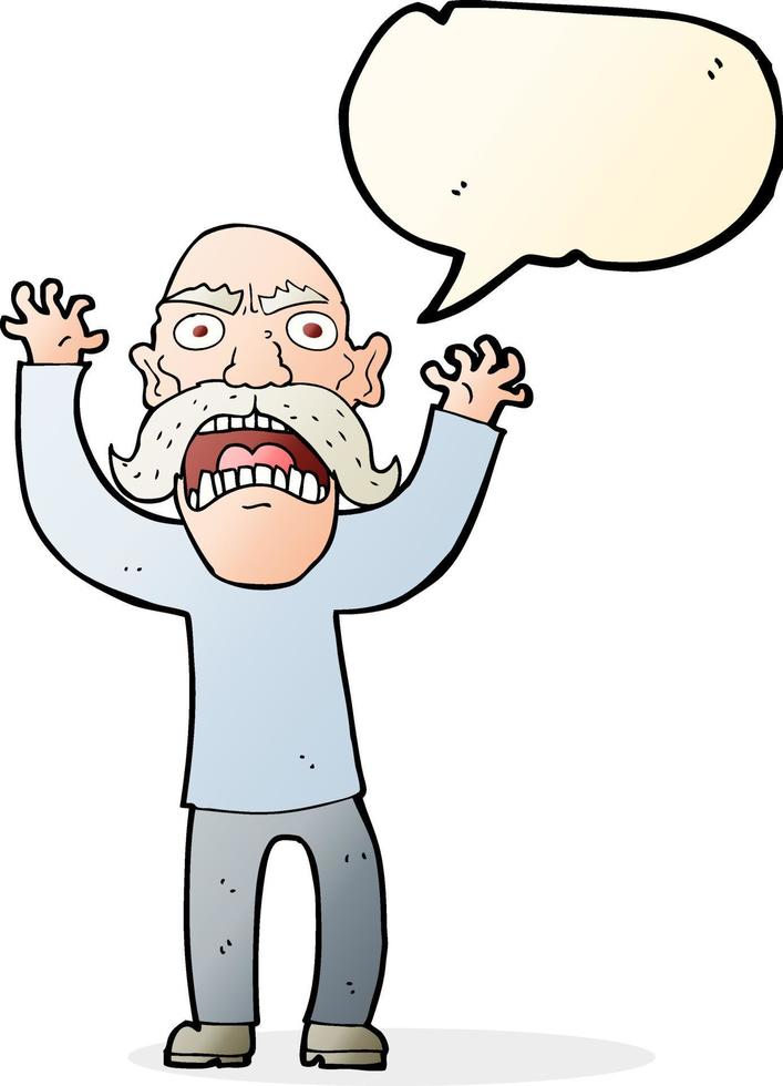 cartoon angry old man with speech bubble vector