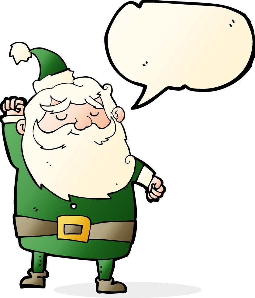 cartoon santa claus punching air with speech bubble vector