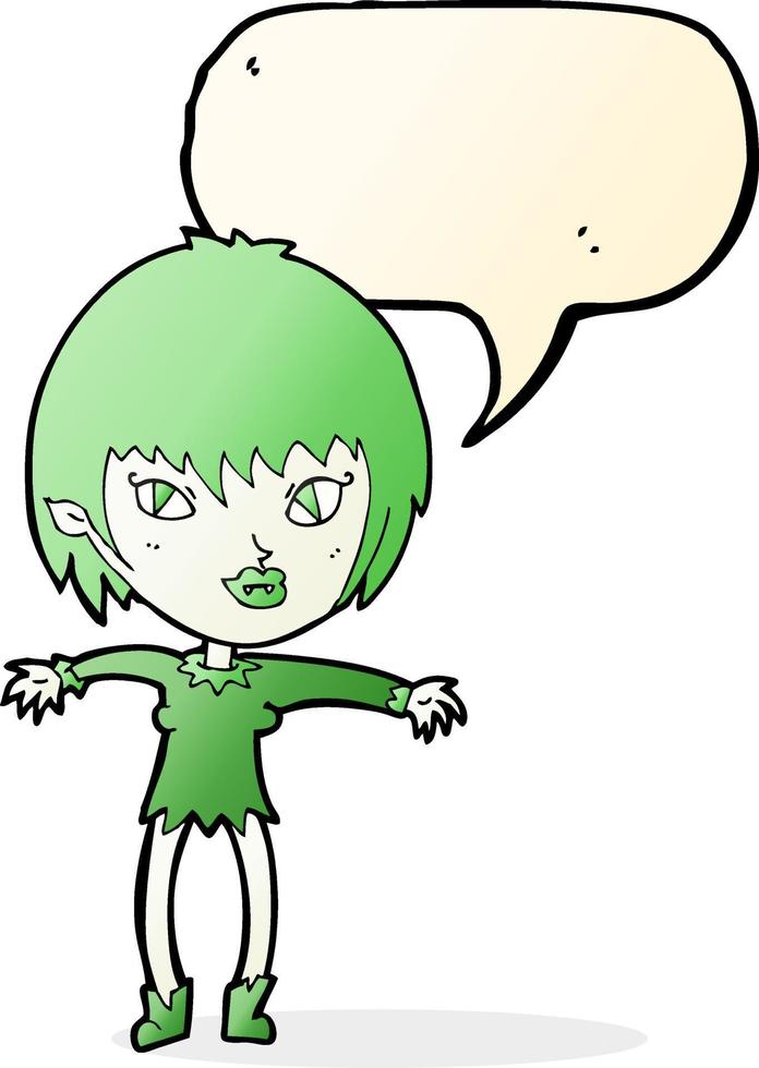 cartoon vampire girl with speech bubble vector