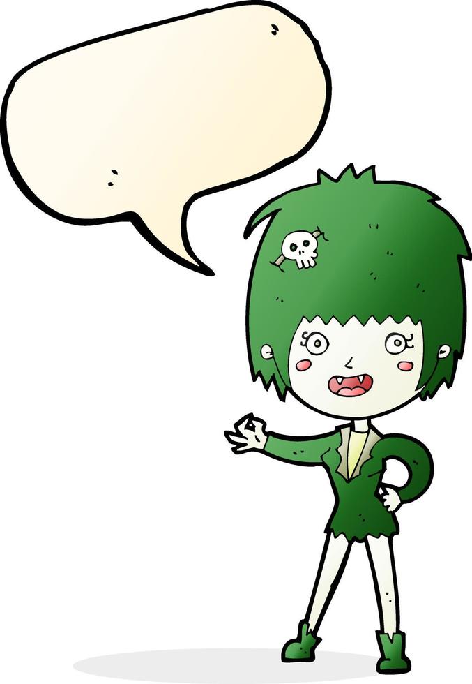 cartoon vampire girl with speech bubble vector