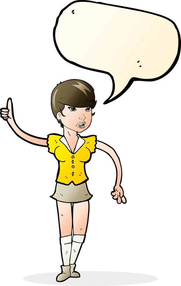 cartoon pretty girl asking question with speech bubble vector