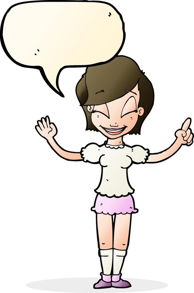 cartoon pretty girl with idea with speech bubble vector