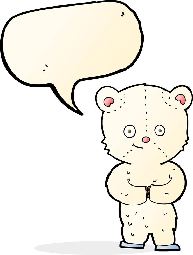 cartoon teddy polar bear cub with speech bubble vector