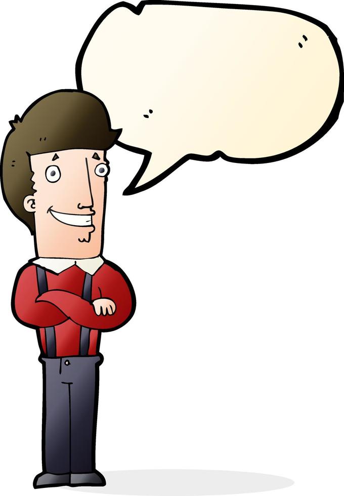 cartoon proud man with speech bubble vector