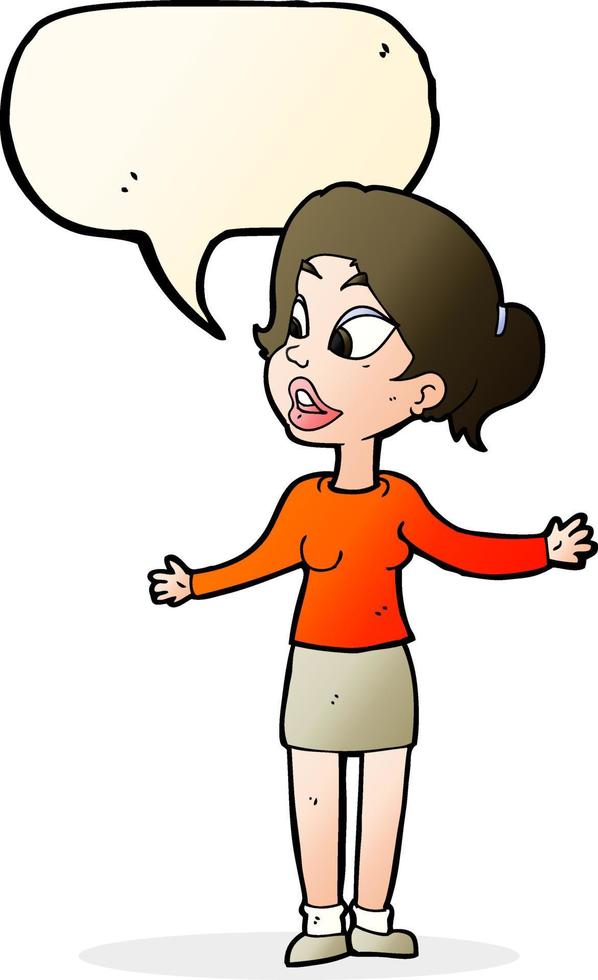 cartoon pretty woman explaining something with speech bubble vector