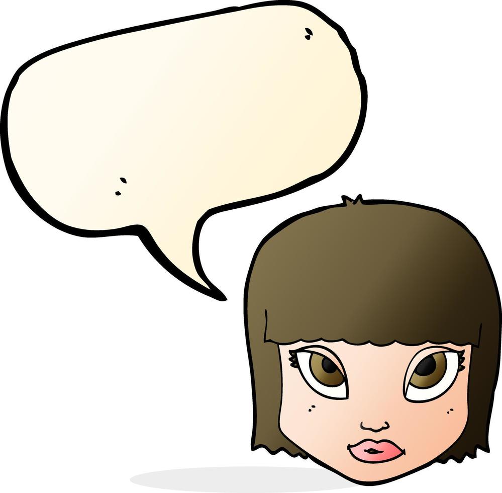 cartoon female face with speech bubble vector