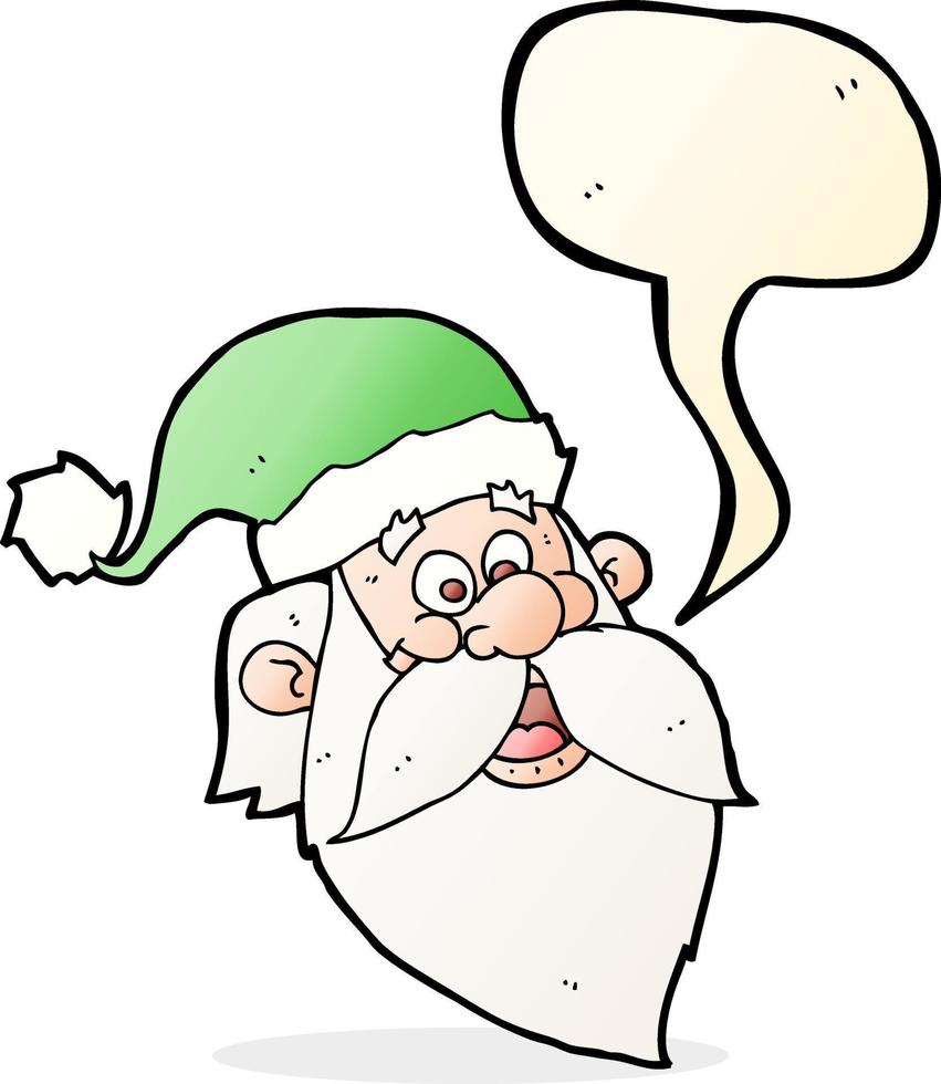 caricatura, alegre, santa claus, cara, con, burbuja del discurso vector