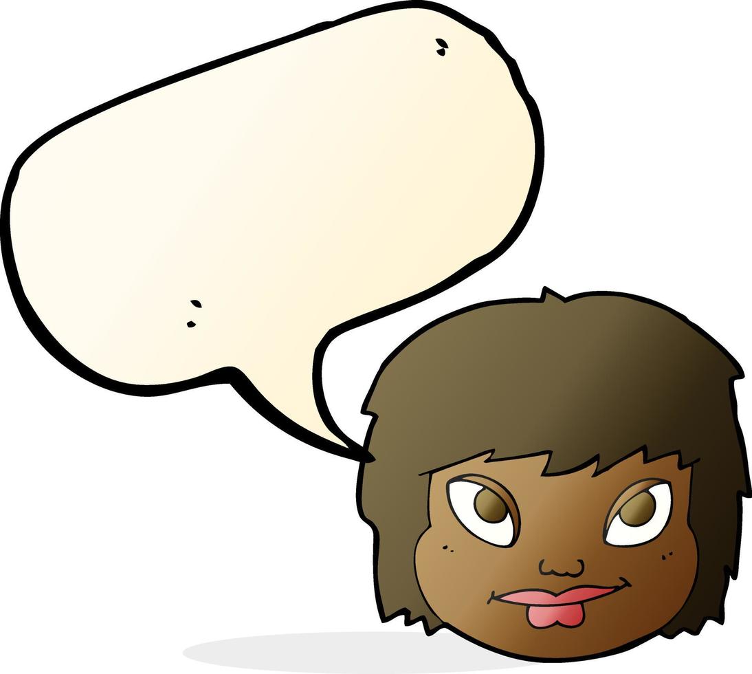 cartoon female face with speech bubble vector