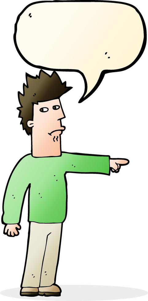 cartoon man pointing with speech bubble vector