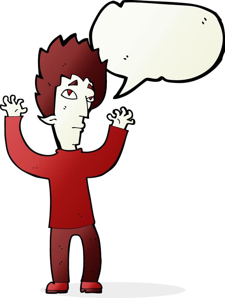 cartoon vampire giving up with speech bubble vector