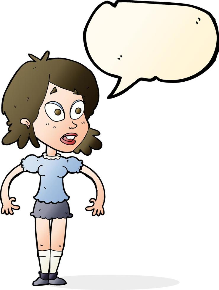 cartoon surprised woman with speech bubble vector