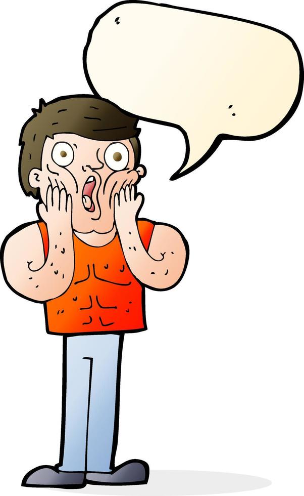 cartoon shocked gym man with speech bubble vector