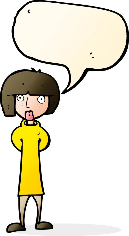 cartoon curious woman with speech bubble vector