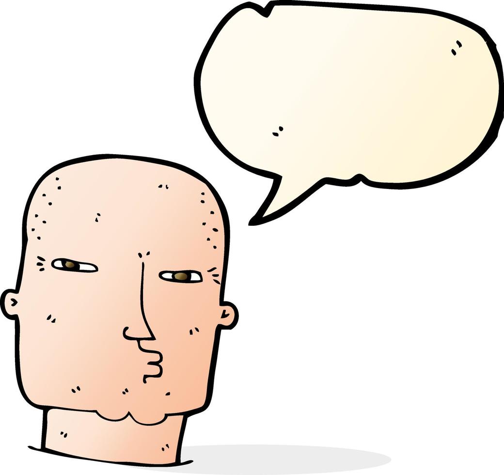 cartoon bald tough guy with speech bubble vector