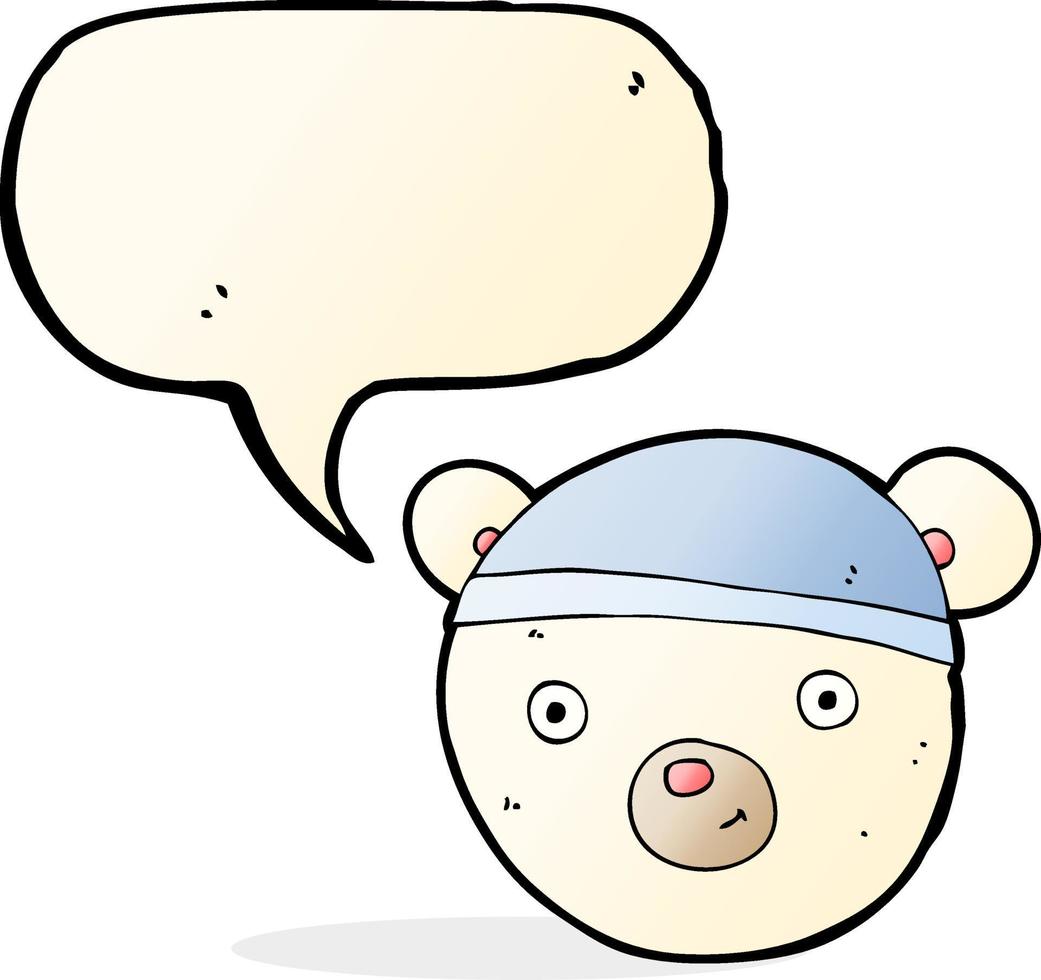 cartoon polar bear face with speech bubble vector