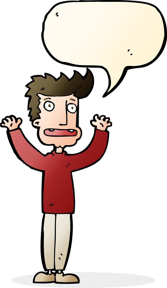 cartoon stressed man with speech bubble vector
