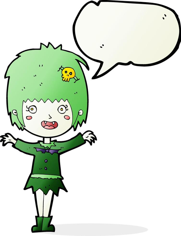 cartoon happy vampire girl with speech bubble vector