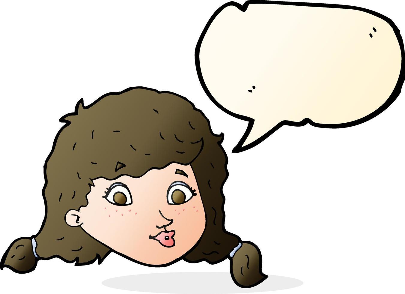 cartoon pretty female face with speech bubble vector