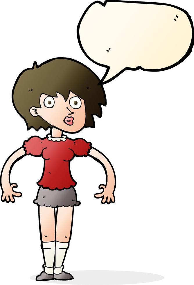 cartoon surprised woman with speech bubble vector