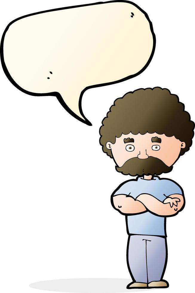 cartoon dad with folded arms with speech bubble vector