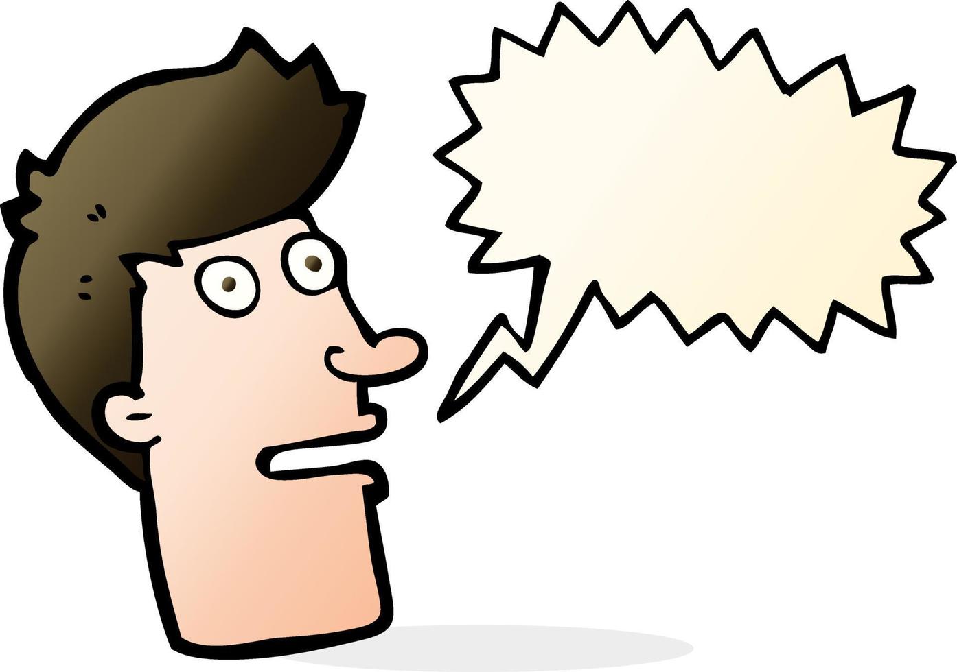 cartoon shocked male face with speech bubble vector