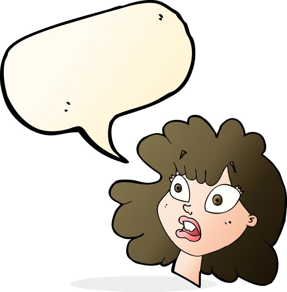 cartoon shocked female face with speech bubble vector