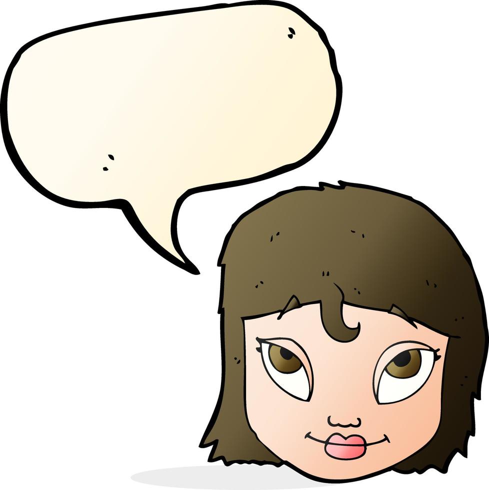 cartoon woman smiling with speech bubble vector