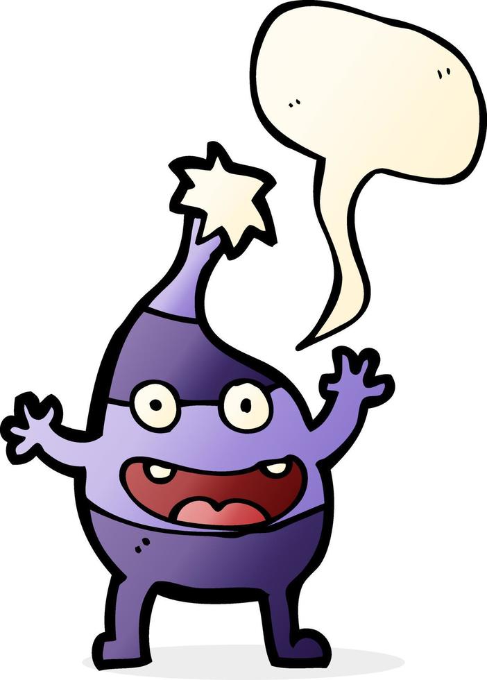 cartoon funny christmas creature with speech bubble vector