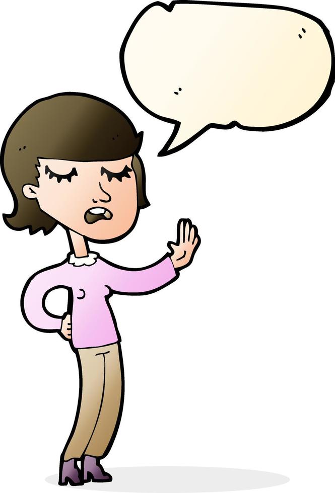 cartoon woman ignoring with speech bubble vector