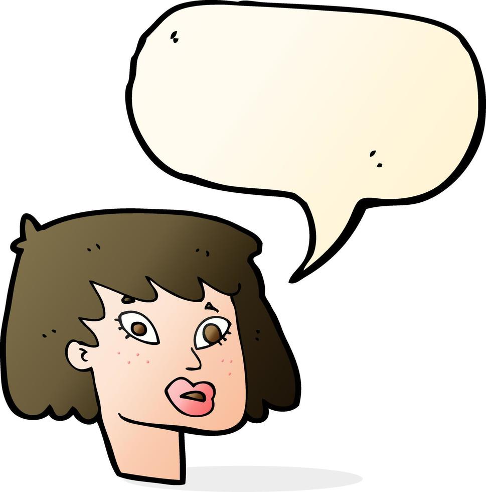 cartoon pretty female face with speech bubble vector