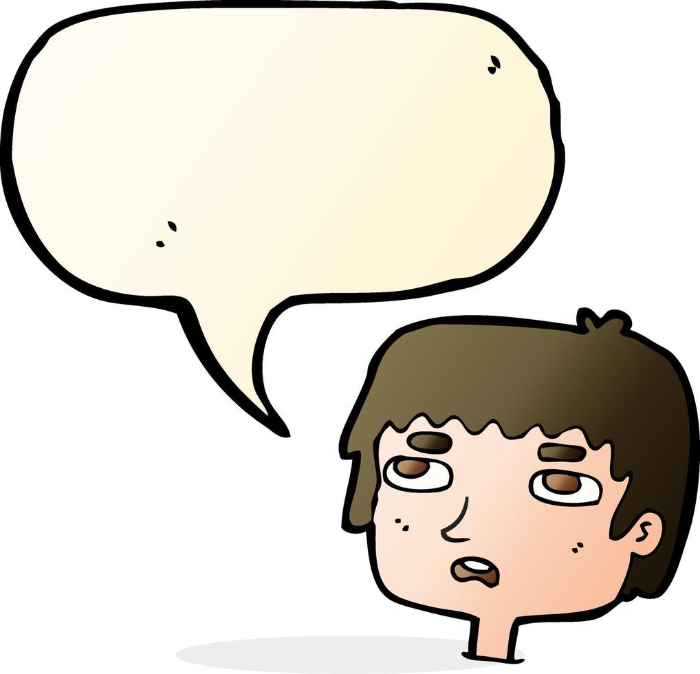 cartoon unhappy face with speech bubble vector