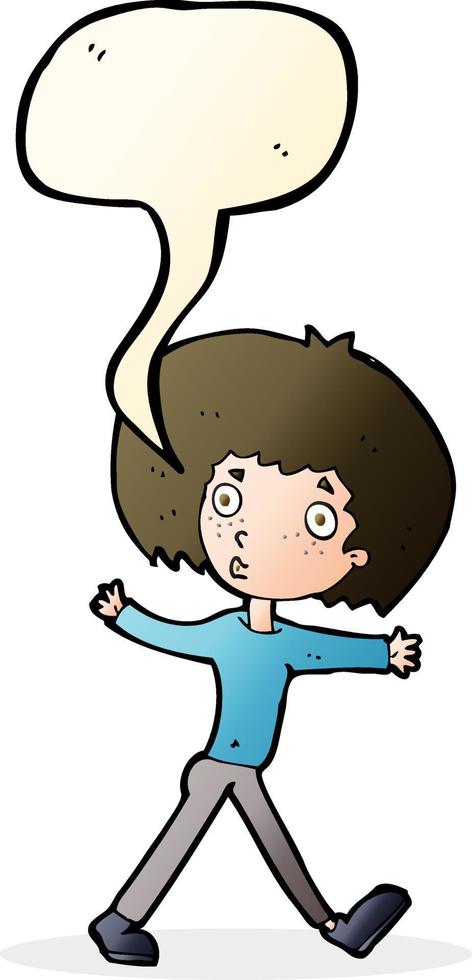 cartoon surprised man walking with speech bubble vector