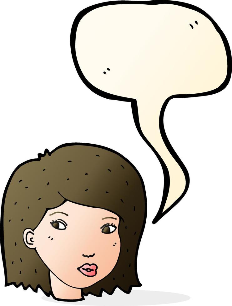 cartoon female face with speech bubble vector