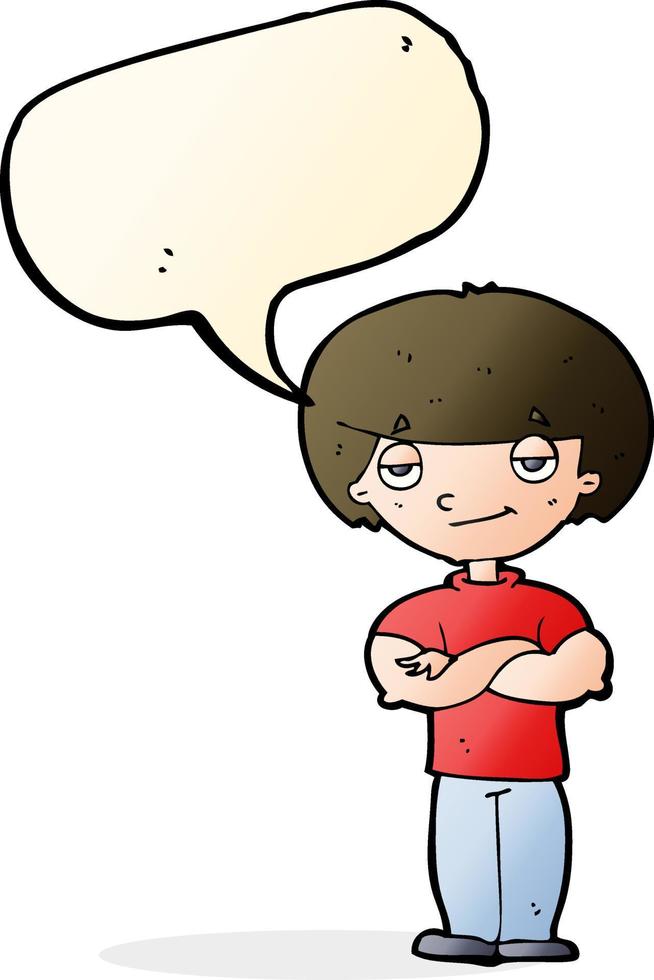 cartoon smug looking man with speech bubble vector