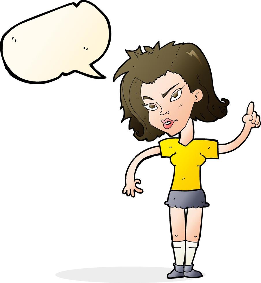 cartoon woman with idea with speech bubble vector