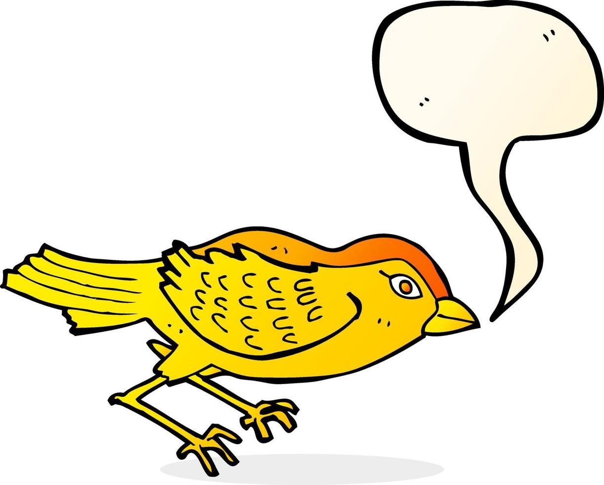cartoon garden bird with speech bubble vector