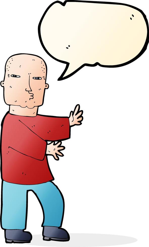 cartoon tough man  with speech bubble vector