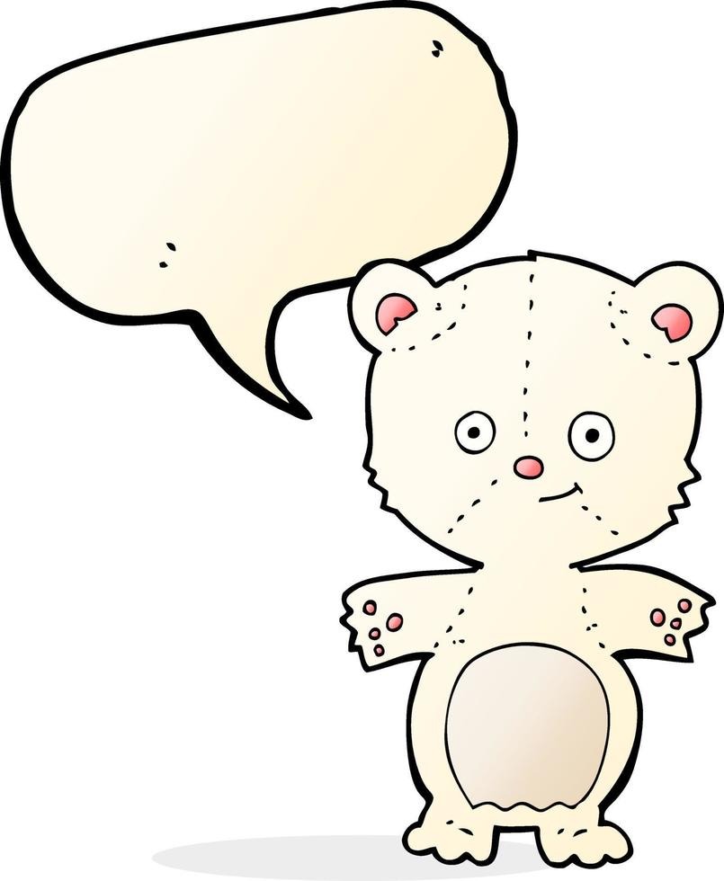 caricatura, feliz, oso polar, con, burbuja del discurso vector