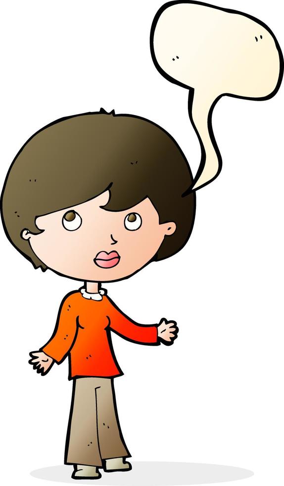 cartoon woman thinking with speech bubble vector